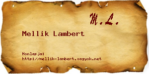 Mellik Lambert névjegykártya